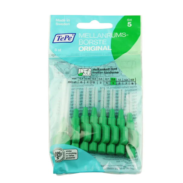 TePe Original fogköztisztító kefék 5 zöld (0,8 mm) 8 db
