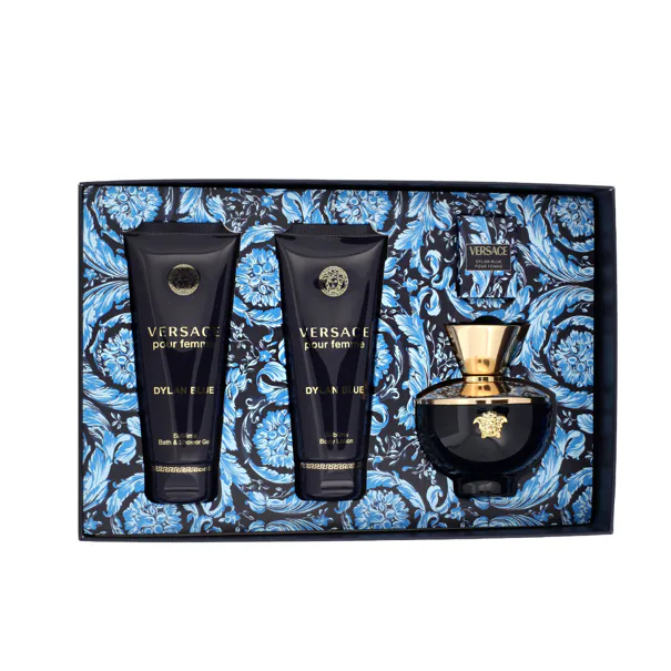 Versace Pour Femme Dylan Blue szett nőknek Eau de Parfum 100 ml + Parfümvíz miniatűr 5 ml + Tusfürdő