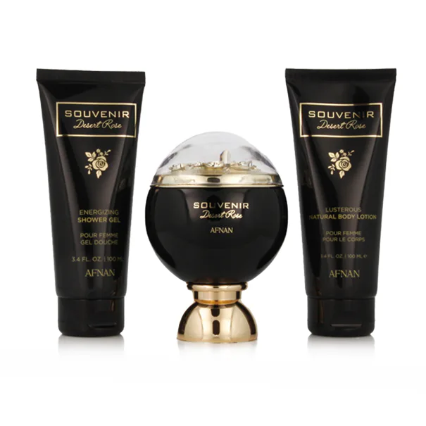 Afnan Souvenir Desert Rose szett nőknek Eau de Parfum 100 ml + Tusfürdő 100 ml + Testápoló tej 100 m