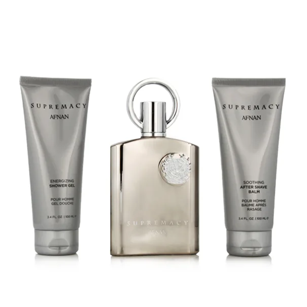 Afnan Supremacy Silver szett férfiaknak Eau de Parfum 100 ml + Borotválkozás utáni balzsam 100 ml +